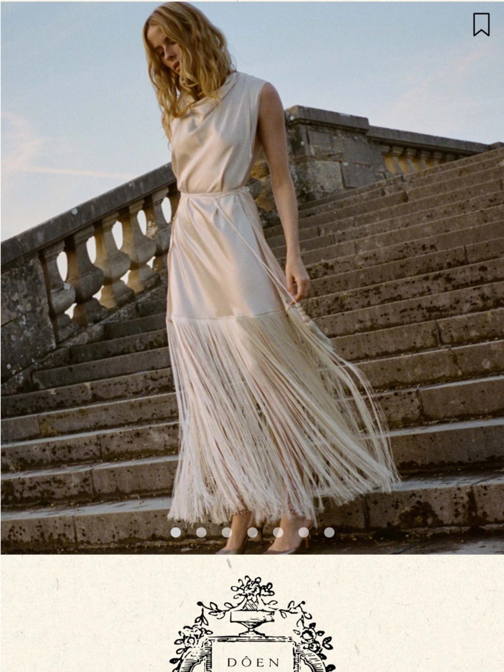 Doen Ivory Fringe Maxi Dress with Cowl Neck